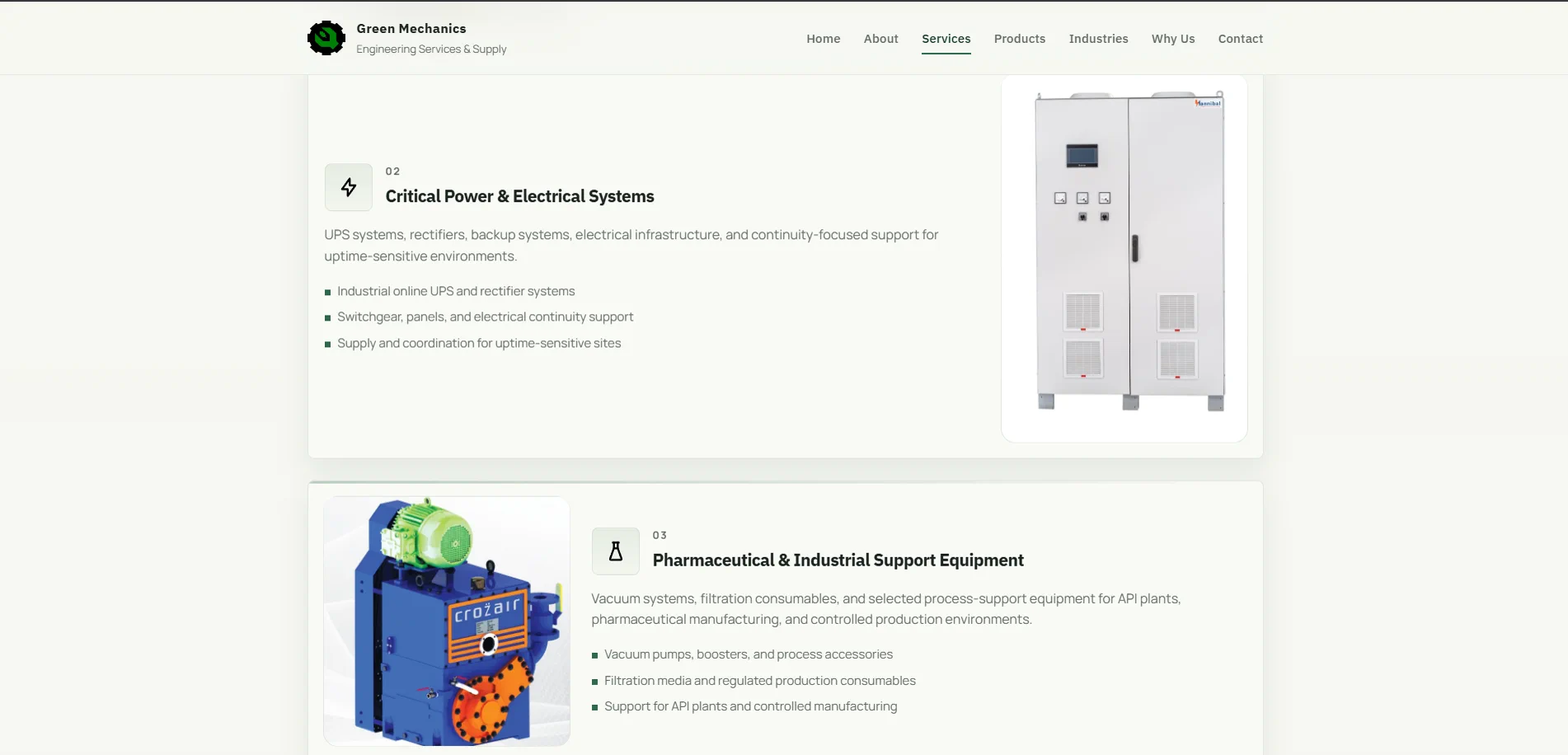 Green Mechanics responsive screen 2