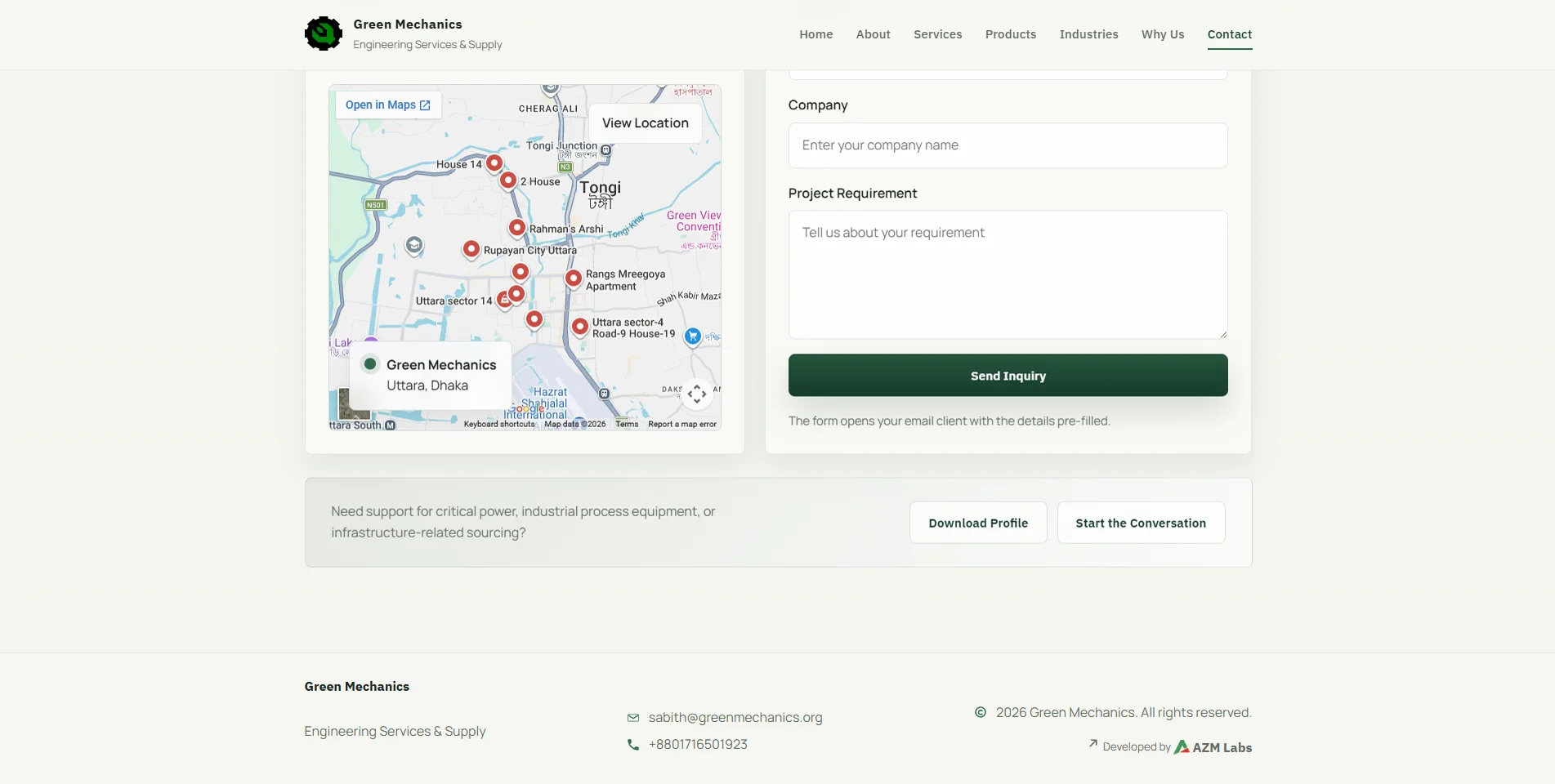 Green Mechanics delivered website view 1
