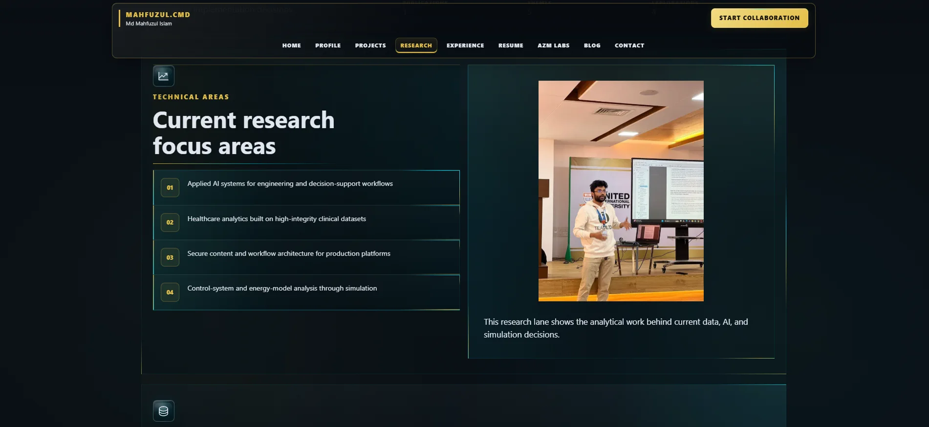 CEO AZM Labs Portfolio responsive screen 5