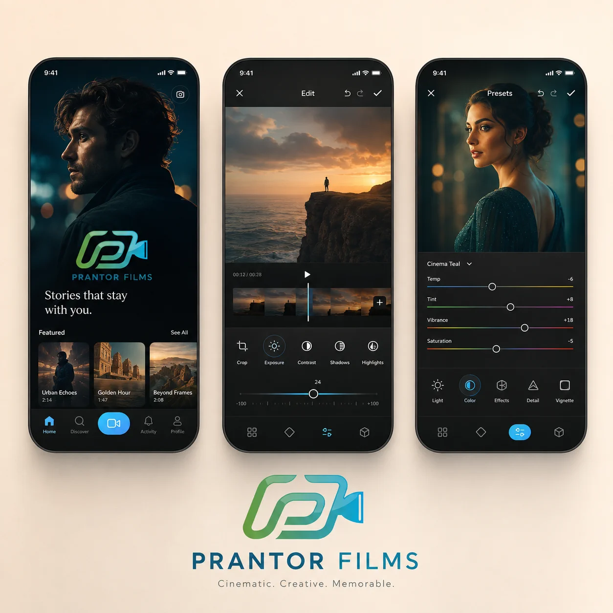 Prantor Films production identity composition